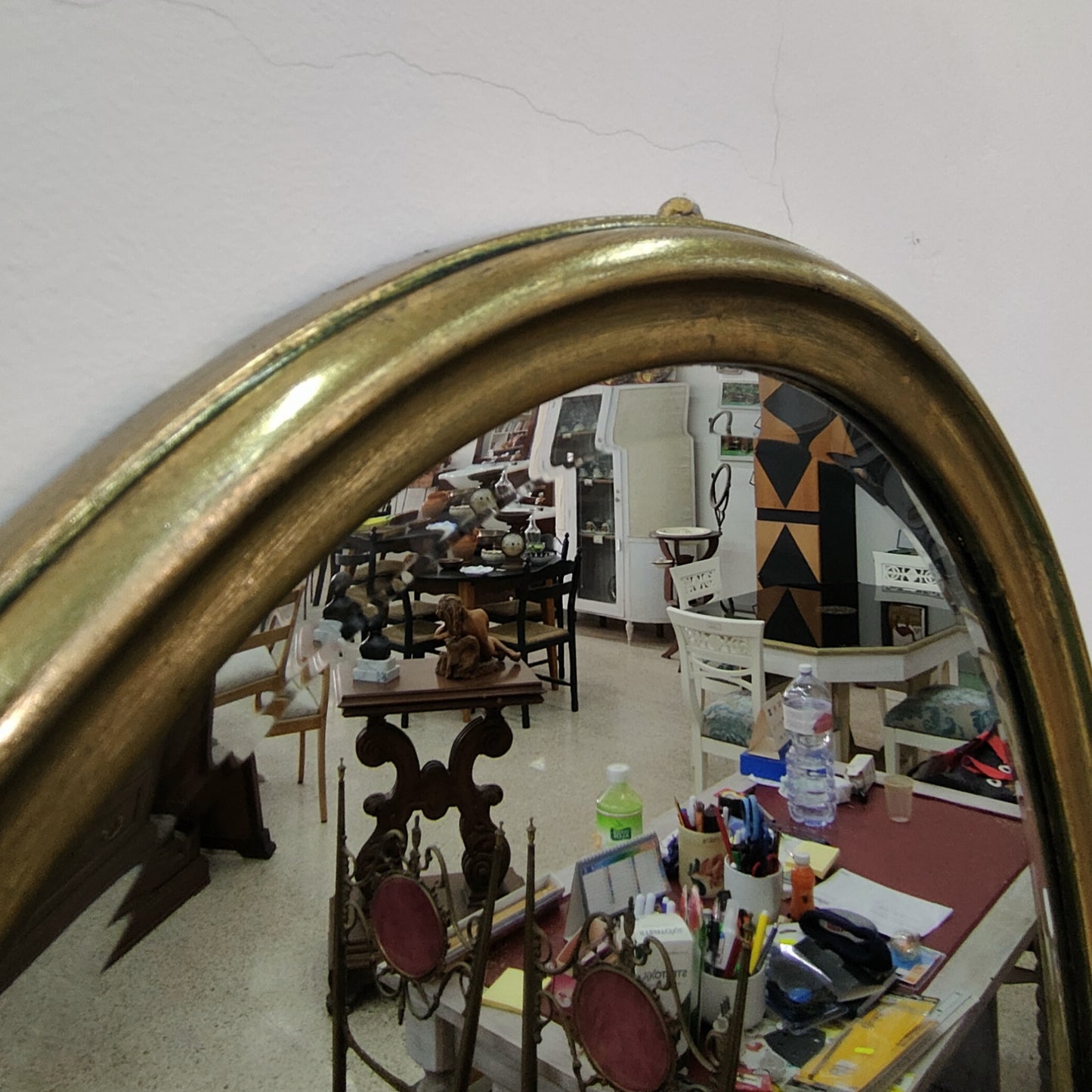 Specchio ovale foglia oro